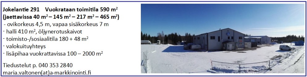 Vuokrattavana toimitilaa